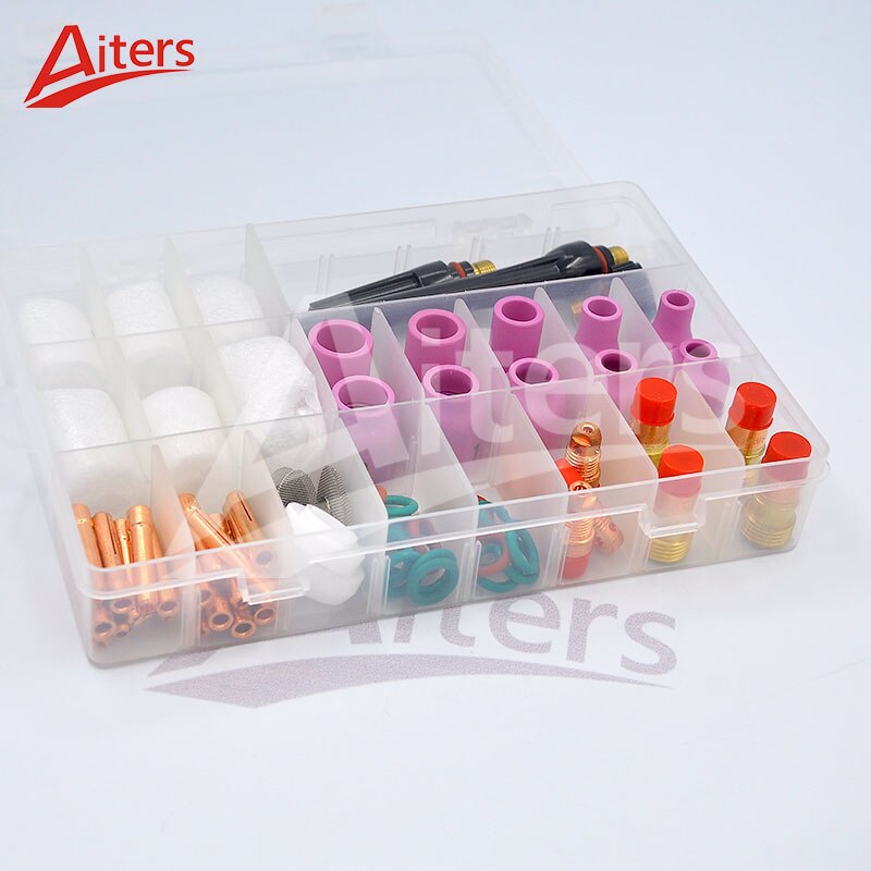 TIG Pyrex Glass Cup 71PCS kit for WP-17/18/26 TIG Welding Accessories Collet Body Ceramic Gas Nozzle and Stubby Gas Lens - KiwisLove