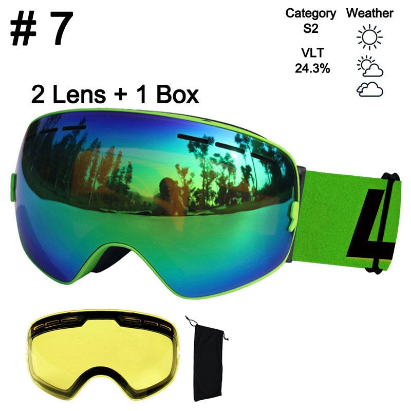 LOCLE Anti-fog Ski Goggles UV400 Ski Glasses Double Layers Skiing Snowboard - KiwisLove