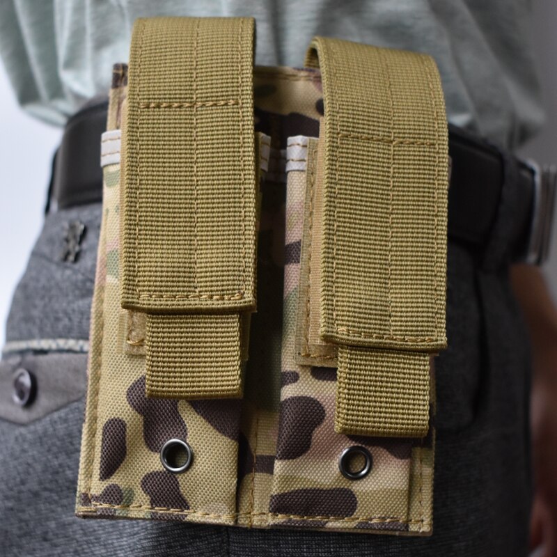 Hunting Airsoft Double Pistol Mag Pouch 5.56 9mm Tactical Molle Magazine Pouch for Outdoor Bag Vest Equipment Accessories - KiwisLove
