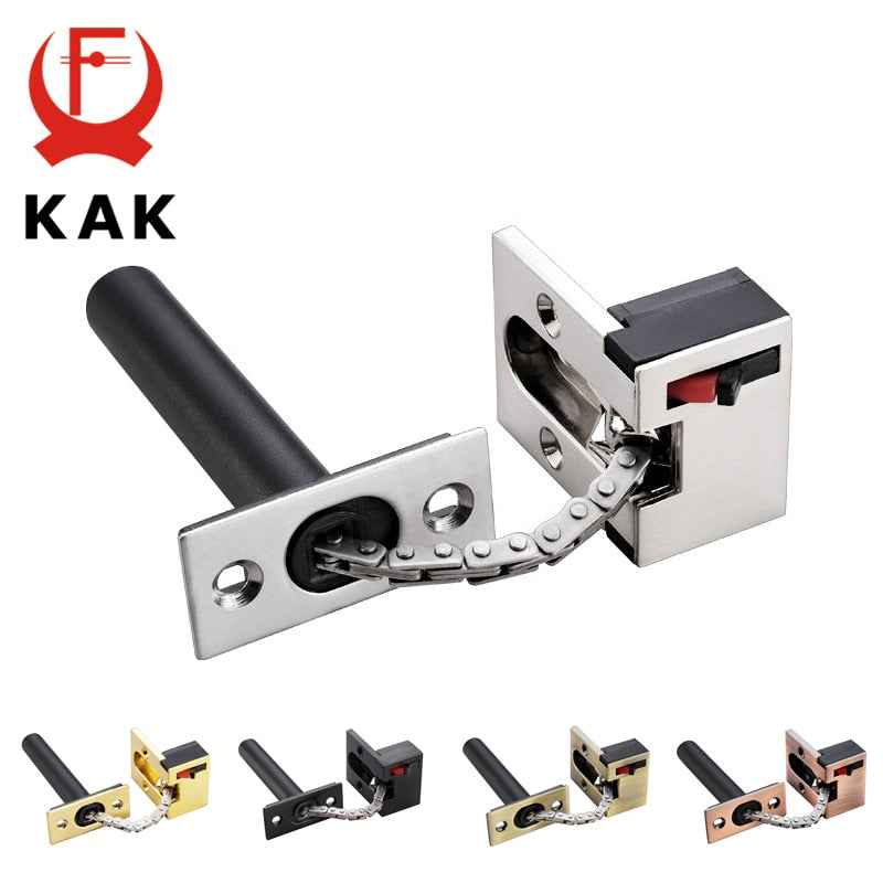 KAK Zinc Alloy Hidden Security Door Chain Lock Extruded Door Latch Anti-theft Door Lock Home Hotel Kids Protection Lock Hardware - KiwisLove