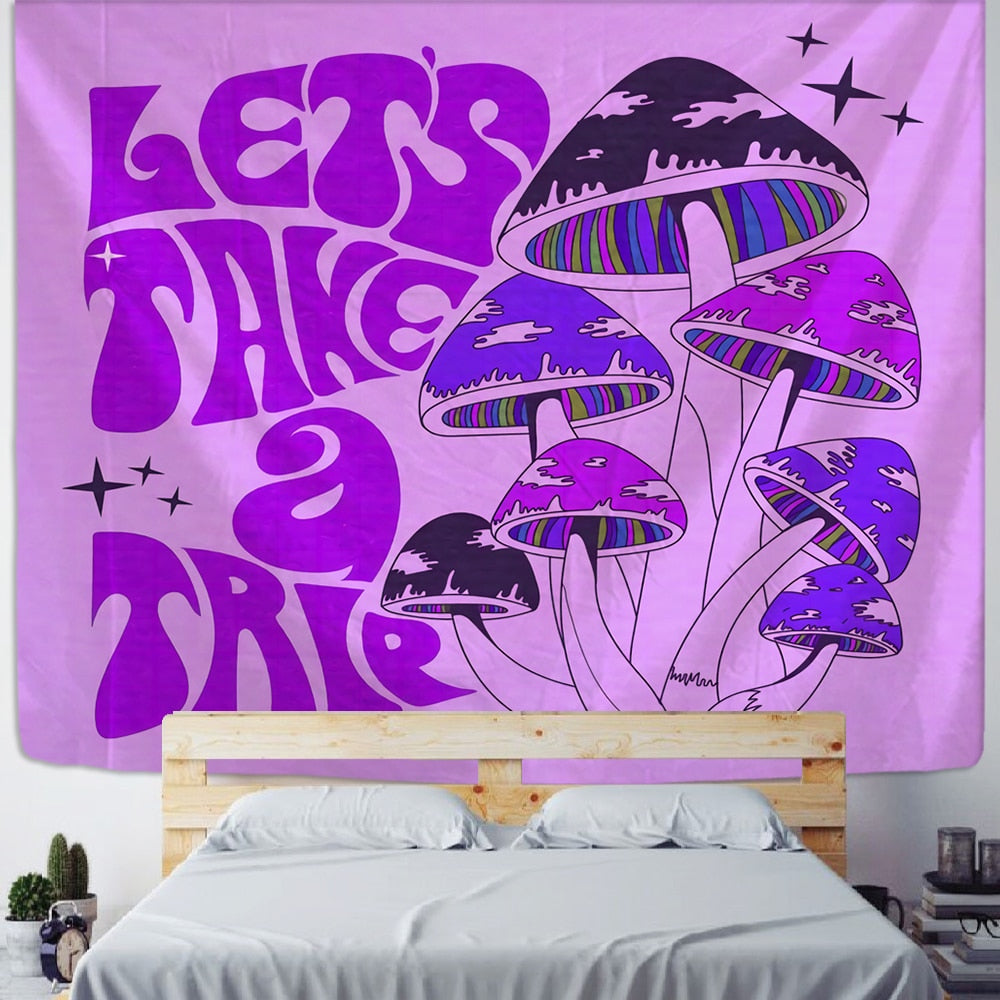 Psychedelic Mushroom Tapestry Wall Hanging Aesthetic Witchcraft Bohemian TAPIZ Girls Dormitory Home Room Decor - KiwisLove