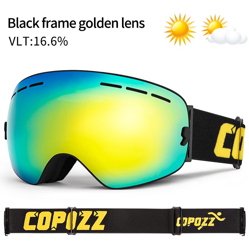 COPOZZ Brand Professional Ski Goggles Double Layers Lens Anti-fog UV400 Big Ski Glasses Skiing Snowboard Men Women Snow Goggles - KiwisLove