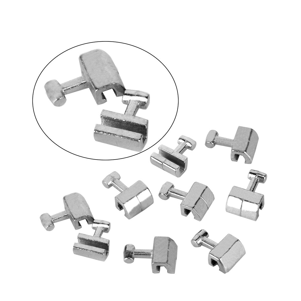 10Pcs/Pack Dental Crimpable Hooks Cross Tube Long Short Right/Left Stainless Steel Fixed on the Arch Wires - KiwisLove