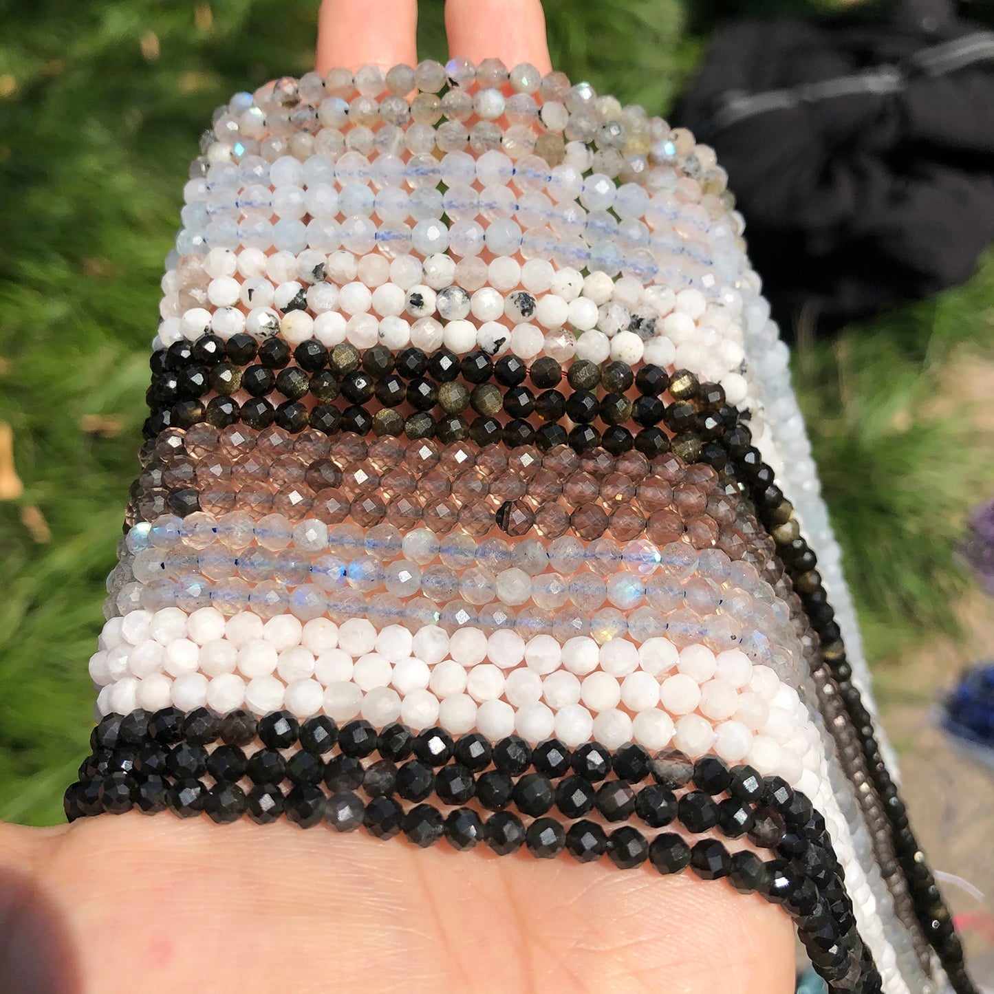 Natural Stone Faceted Labradorite Moonstone Obsidian Small Waist Beads for Beadwork DIY Jewelry Making Bracelet Accessories - KiwisLove