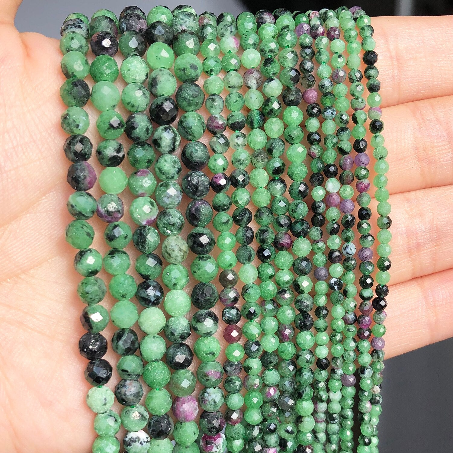 Small 2 3 4 mm Gem Stone Natural Epidote Rubys Zoisite Loose Spacer Beads for Jewelry Making DIY Bracelet Earrings Accessories - KiwisLove