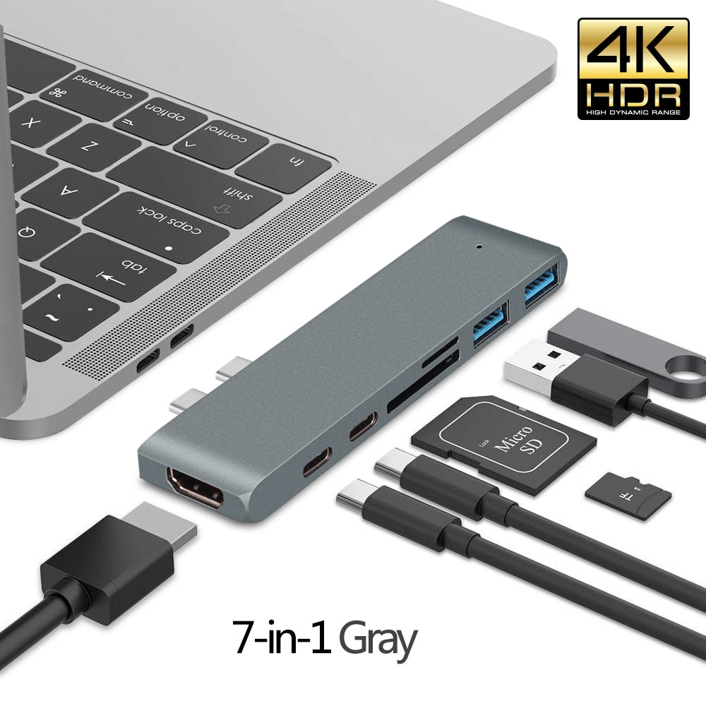 USB 3.1 Type-C Hub 3.0 To HDMI Adapter 4K Thunderbolt 3 TF SD Reader Slot PD f - KiwisLove
