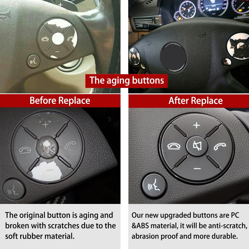 Left Right Car Steering Wheel Switch Control Button Trim Cover Repair Kit For Mercedes Benz C Class W204 GLK X204 E Class W212 - KiwisLove