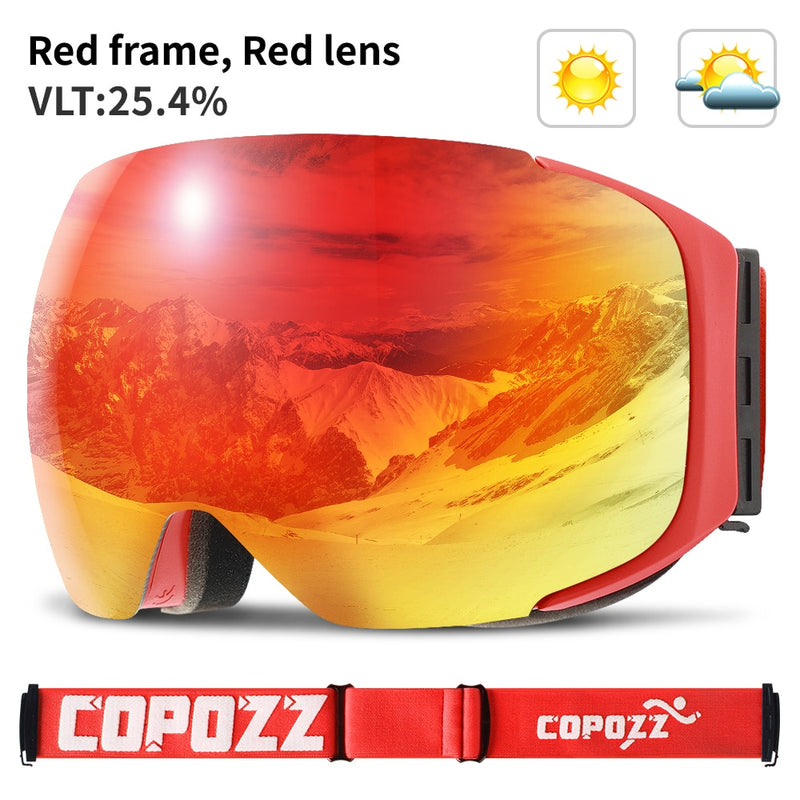 COPOZZ Magnetic Ski Goggles with Quick-Change Lens and Case Set 100% UV400 Protection Anti-fog Snowboard Goggles for Men &amp; Women - KiwisLove