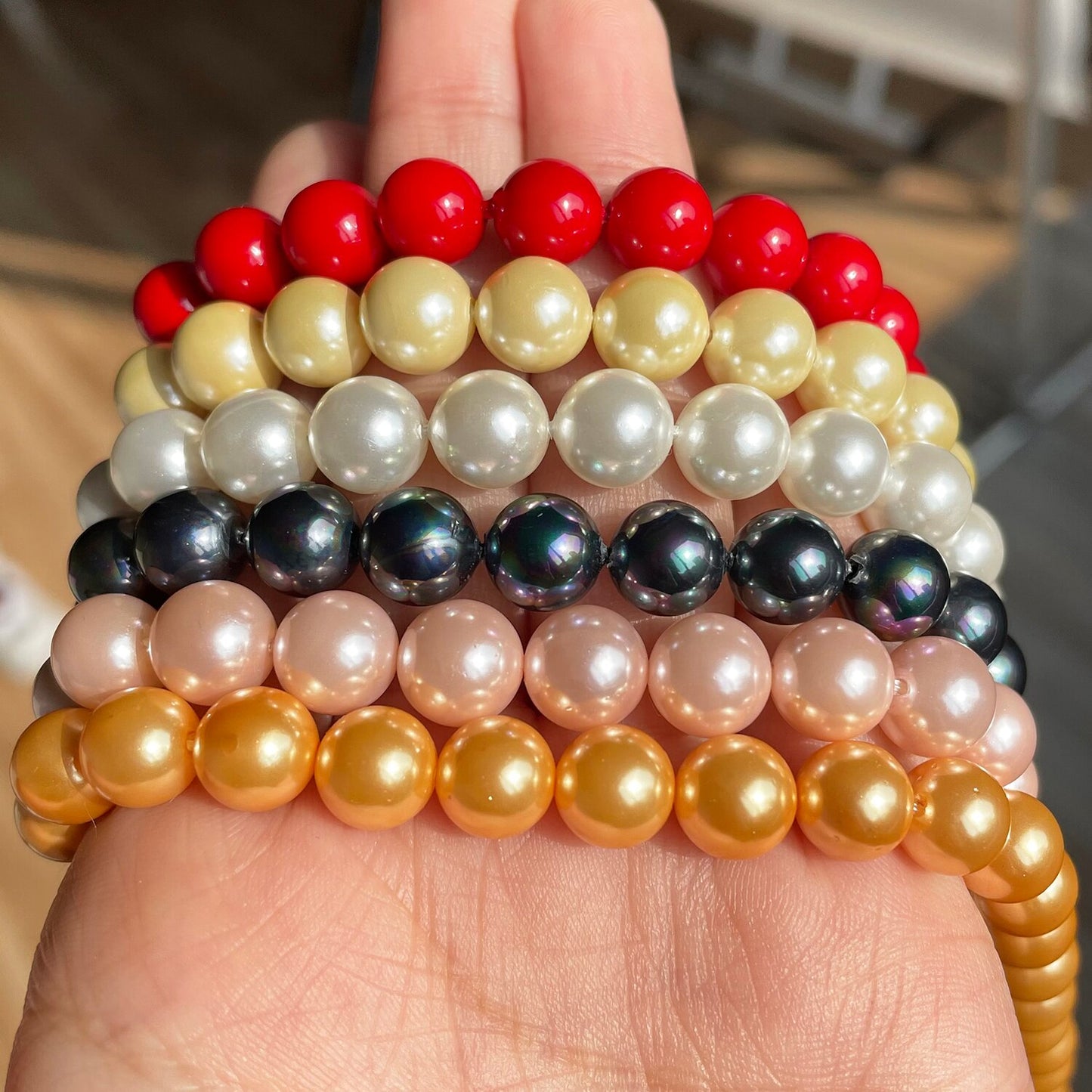 Natural Shell Pearl Beads Pink Yellow White Red Shell Round Beads for Jewelry Craft Making Diy Bracelet Necklace Accessories - KiwisLove