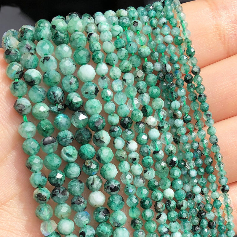 2mm 3mm 4mm Natural Stone Faceted Green Turquoises Amazonite Cat Eye Beads for Beadwork DIY Jewelry Making Bracelet Accessories - KiwisLove