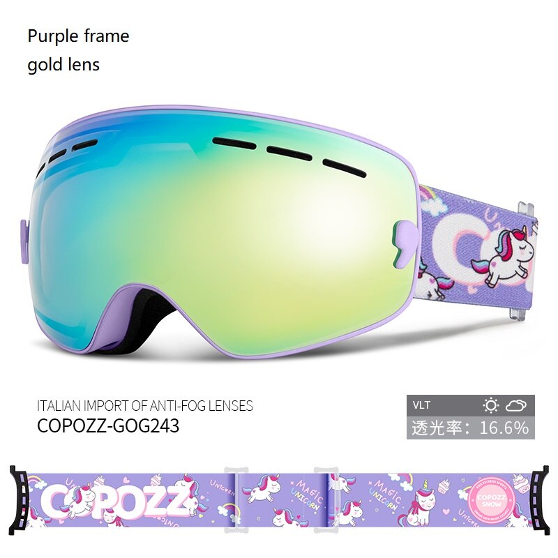 COPOZZ Kids Ski Goggles Small Size for Children Double UV400 anti-fog mask glasses skiing Girls Boys Snowboard goggles GOG-243 - KiwisLove
