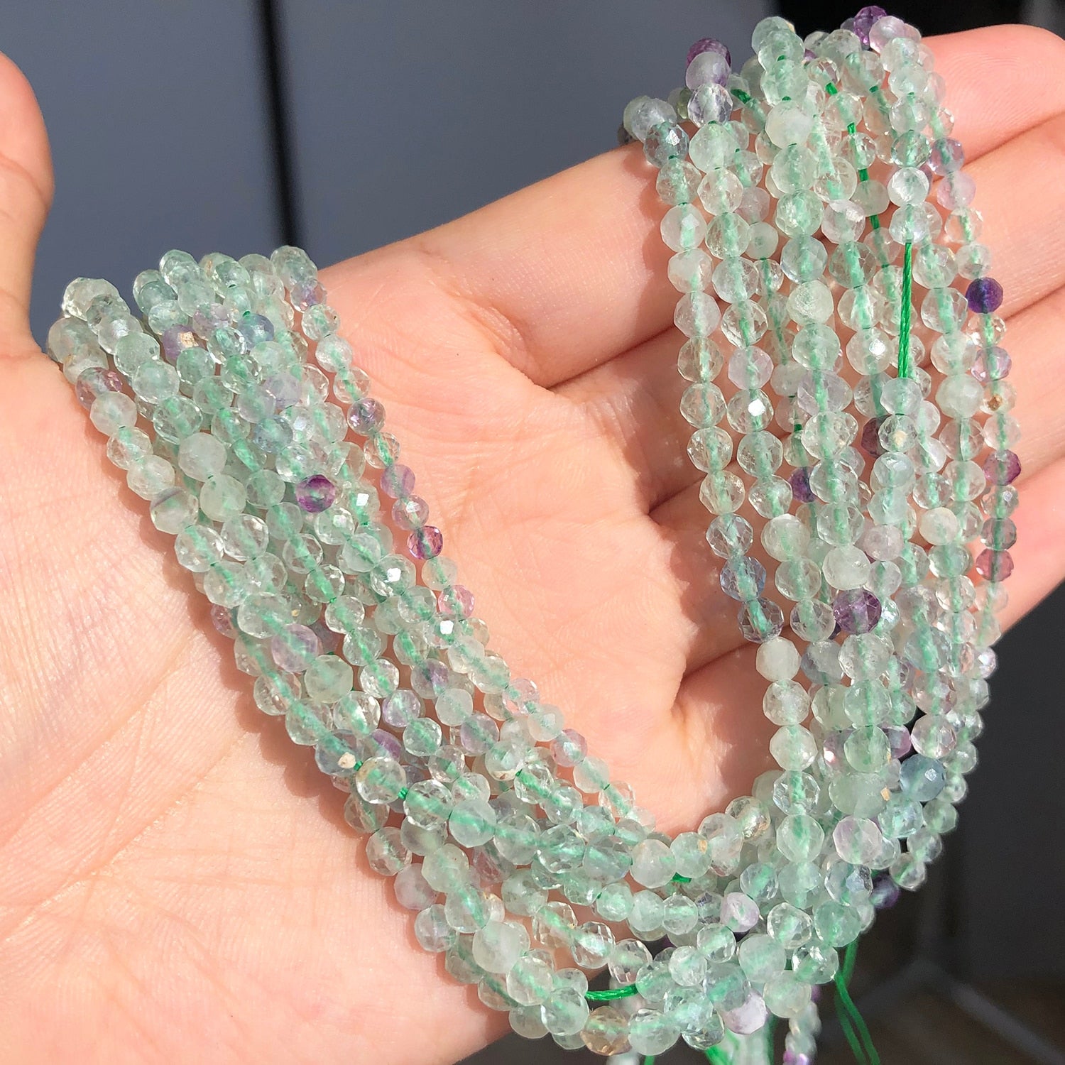 Natural Faceted Stone Beads Colorful Fluorite Quartz Gem Loose Spacer Beads for Jewelry DIY Making Bracelet Earrings Accessories - KiwisLove