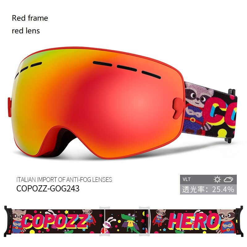 COPOZZ Kids Ski Goggles Small Size for Children Double UV400 anti-fog mask glasses skiing Girls Boys Snowboard goggles GOG-243 - KiwisLove