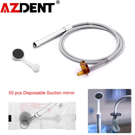 Disposable Saliva Suction Mirror Set 50pcs Plastic Suction And Anti-Fog Mouth Mirror + Stainless Steel Handle + Silicon Tube - KiwisLove