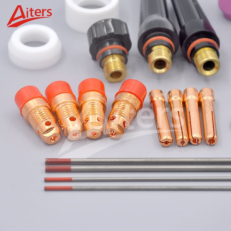 TIG Welding 35PCS Small Brass Bushing kit for WP17/18/26 with Pyrex Glass Cup Collet Bodies and back caps - KiwisLove