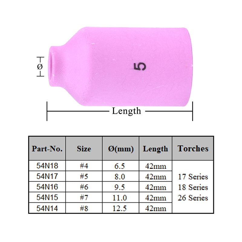 10Pcs Per Box 42mm 54N14 54N15 54N16 54N17 54N18 Alumina Nozzles For TIG WP17 18 26 Welding Torch Accessories Consumables - KiwisLove