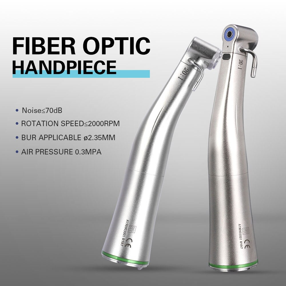 20:1 Dental Fiber Optic LED  Implant Contra Angle Low Speed Handpiece Push Button Chuck 55N.cm Torque - KiwisLove