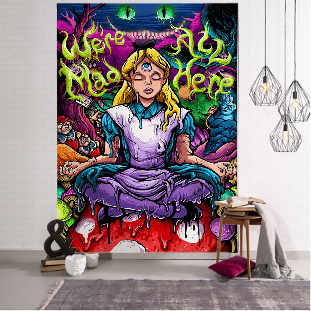 Anime Girl Tapestry Wall Hanging Magic Science Fiction Bohemian Hippie TAPIZ Room Dormitory Art Home Decor - KiwisLove
