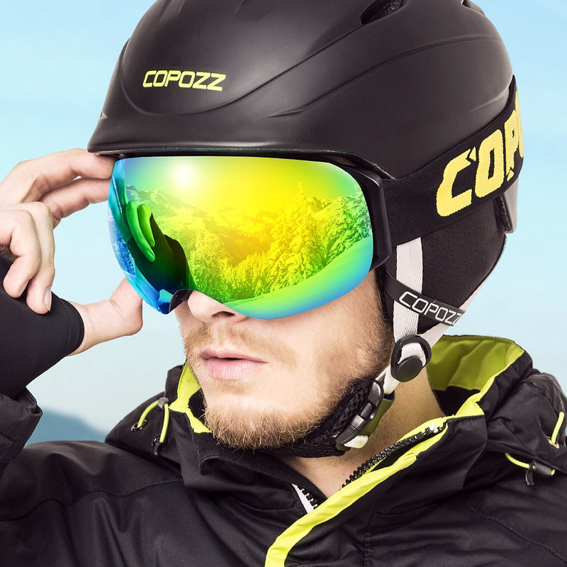 COPOZZ Frameless Ski Goggles With Snow Mask Men Women Snowboard Goggle Magnetic UV400 Eye Protection Anti fog Skiing Glasses - KiwisLove