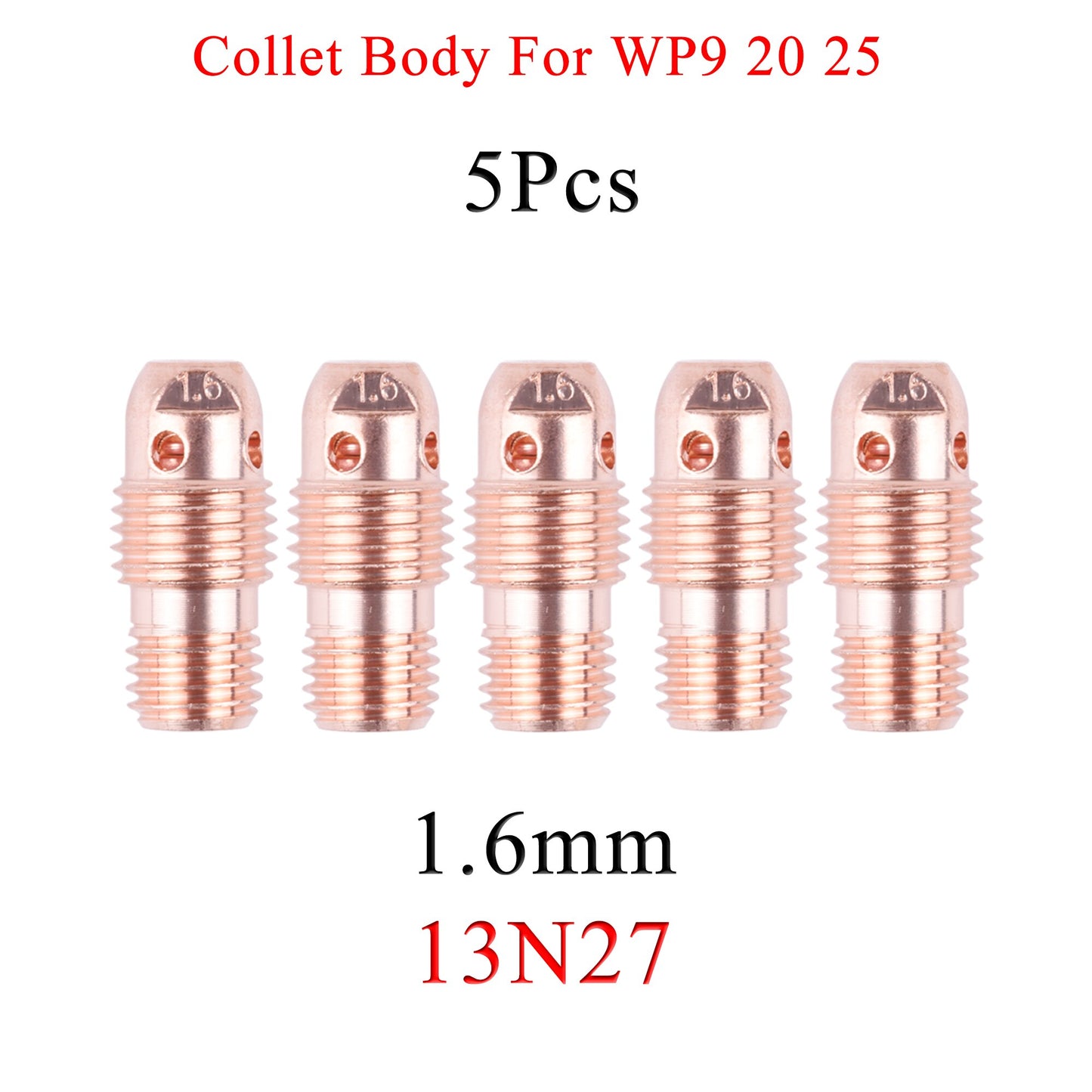 5/10Pcs 1.0/1.6/2.4/3.2mm TIG Collet Bodies 13N26 13N27 13N28 13N29 For TIG WP9 20 25 Welding Torch Accessories - KiwisLove
