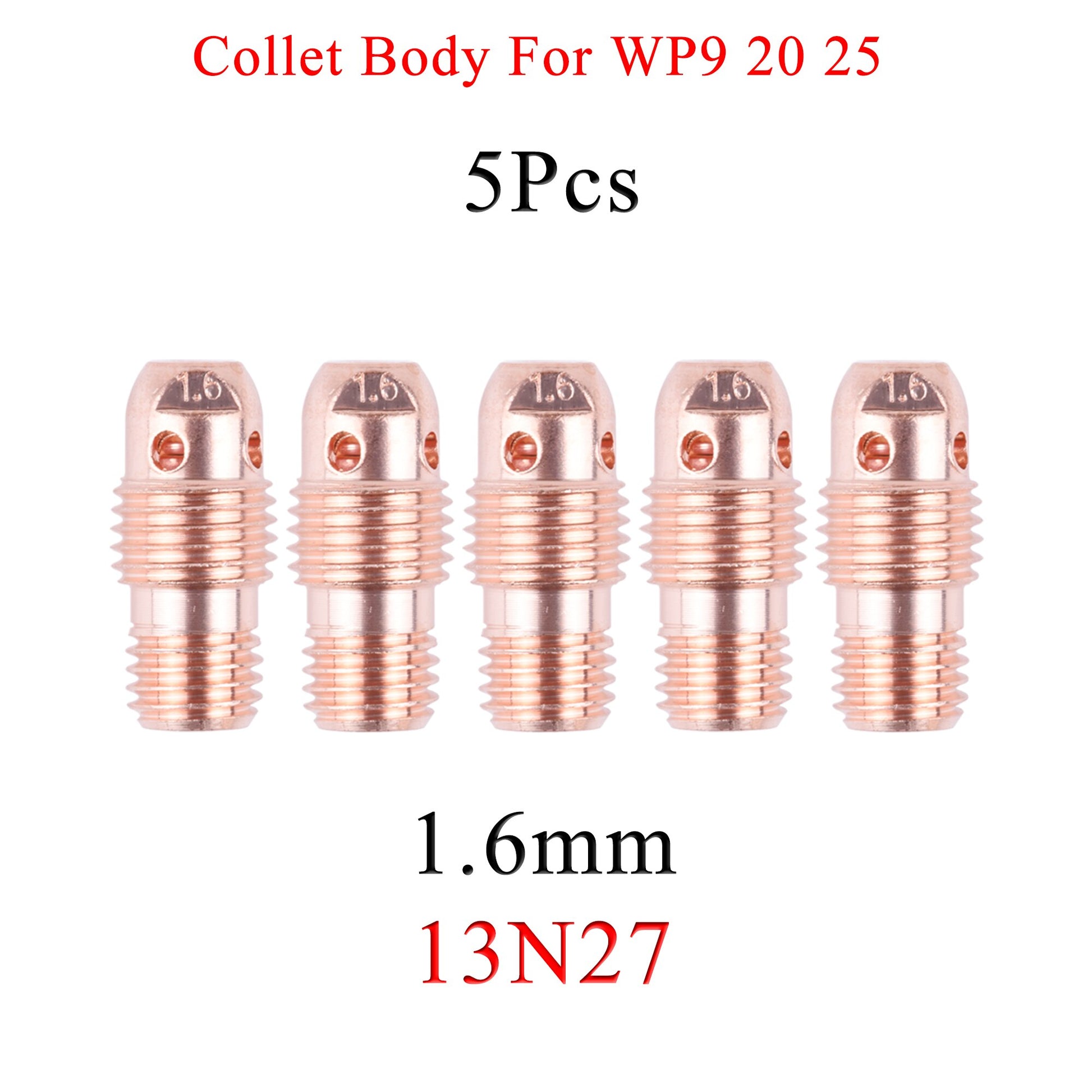 5/10Pcs 1.0/1.6/2.4/3.2mm TIG Collet Bodies 13N26 13N27 13N28 13N29 For TIG WP9 20 25 Welding Torch Accessories - KiwisLove