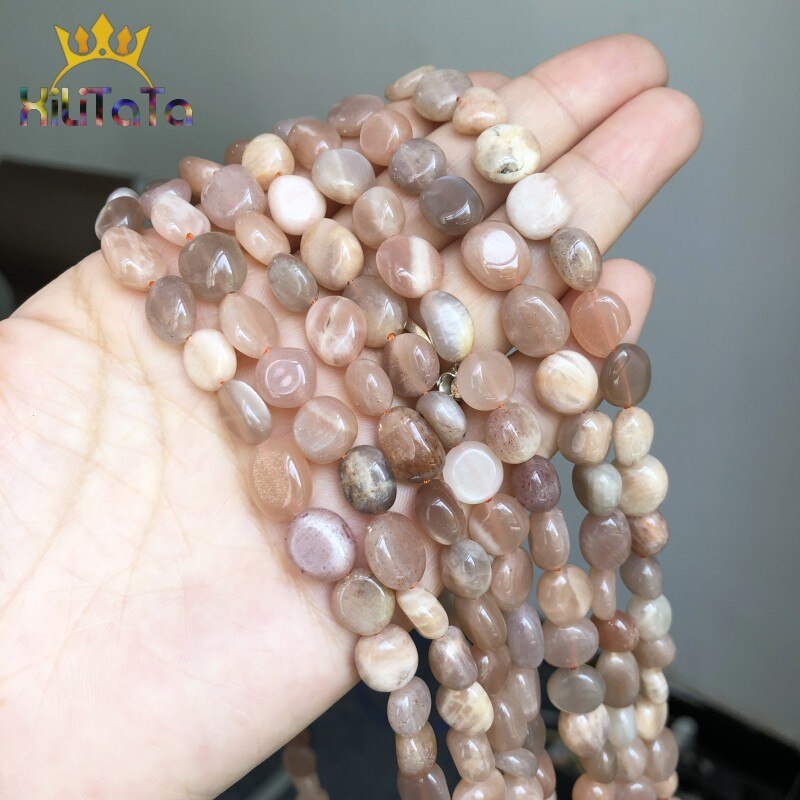 8-10mm Irregular Sun Stone Beads Smooth Natural Loose Spacer Beads For Jewelry Making Bracelet Charms Accessories 15&quot; Strands - KiwisLove