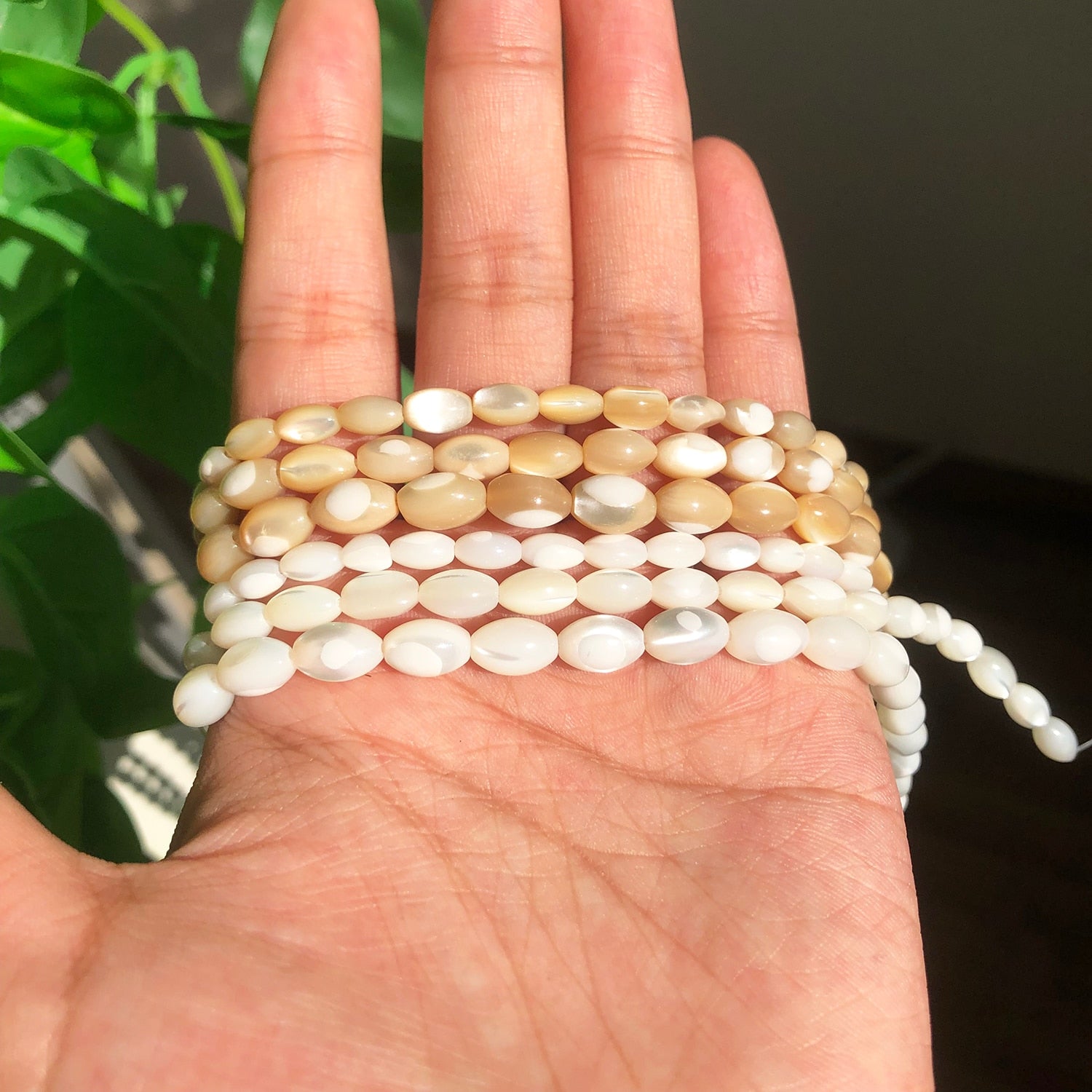 Natural Mother Of Pearl Mop Shell Beads Rice Shape Loose Spacer Beads for Jewelry Making DIY Bracelet Ear Studs Accessories - KiwisLove