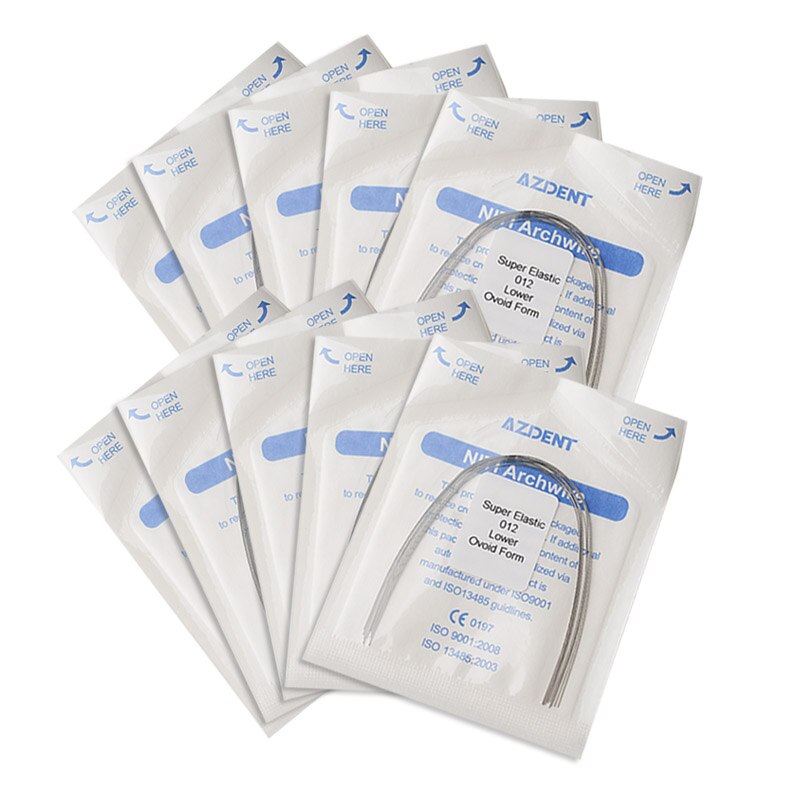 10Pcs/Pack Azdent Super Elastic NITI Arch Wire Round Dental Orthodontics Archwire 3 Shape Square Oval Natural - KiwisLove