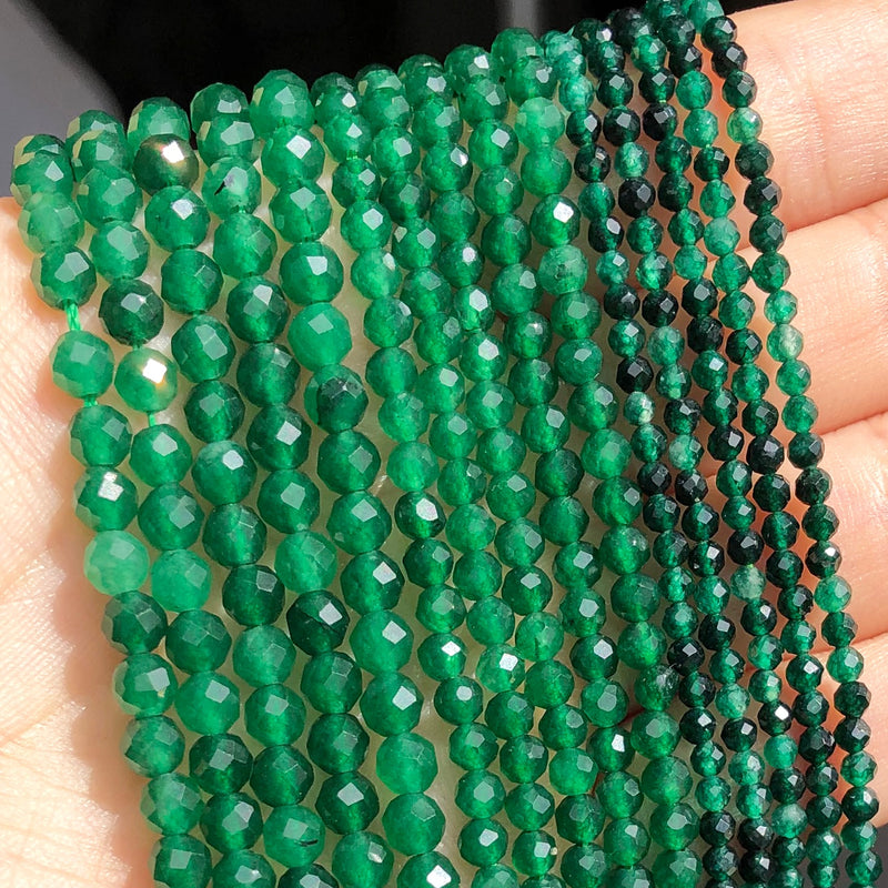 2mm 3mm 4mm Natural Stone Faceted Green Turquoises Amazonite Cat Eye Beads for Beadwork DIY Jewelry Making Bracelet Accessories - KiwisLove