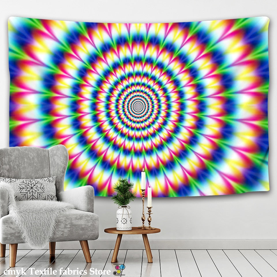 Psychedelic India Mandala Tapestry Wall Hanging Boho Decor Wall Cloth Tapestries Hippie Tapestry Mandala Wall Carpet - KiwisLove