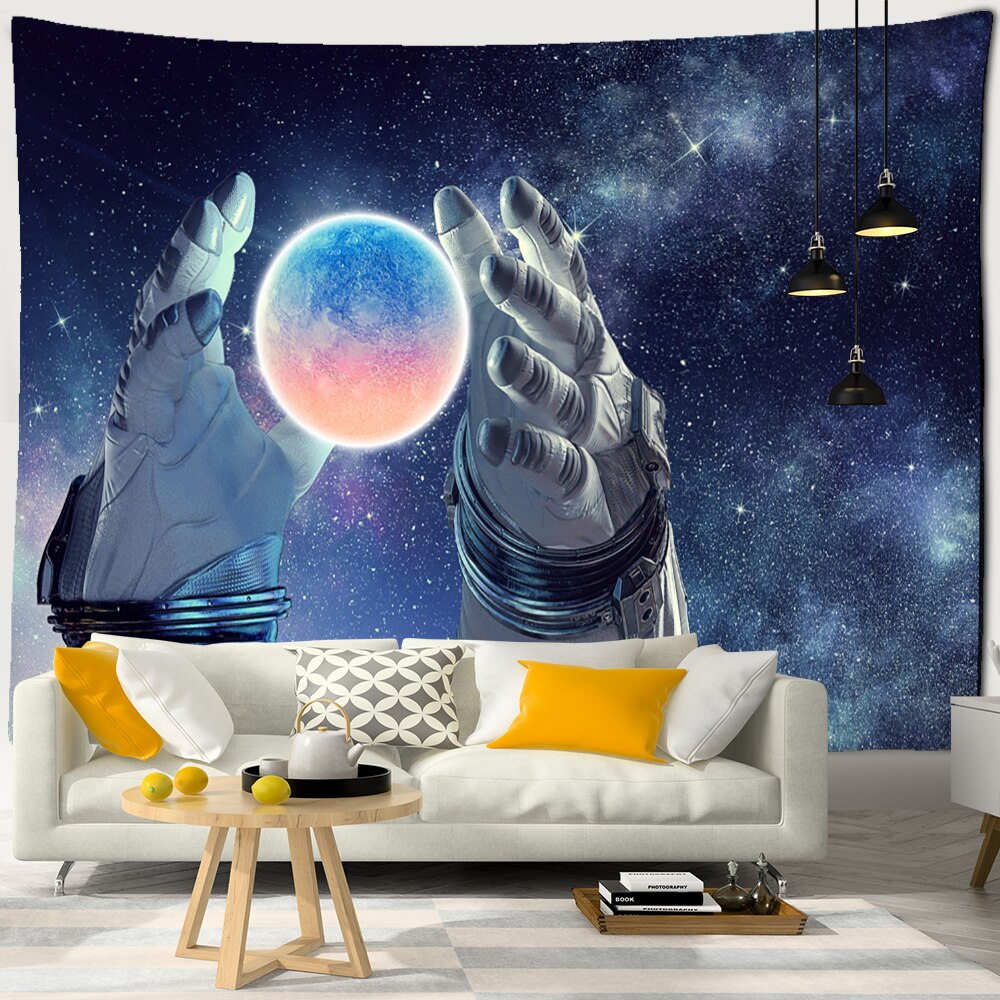 Cartoon Character Starry Sky Tapestry Wall Hanging Astronaut Psychedelic Witchcraft Dormitory Hippie Tapiz Home Decor - KiwisLove