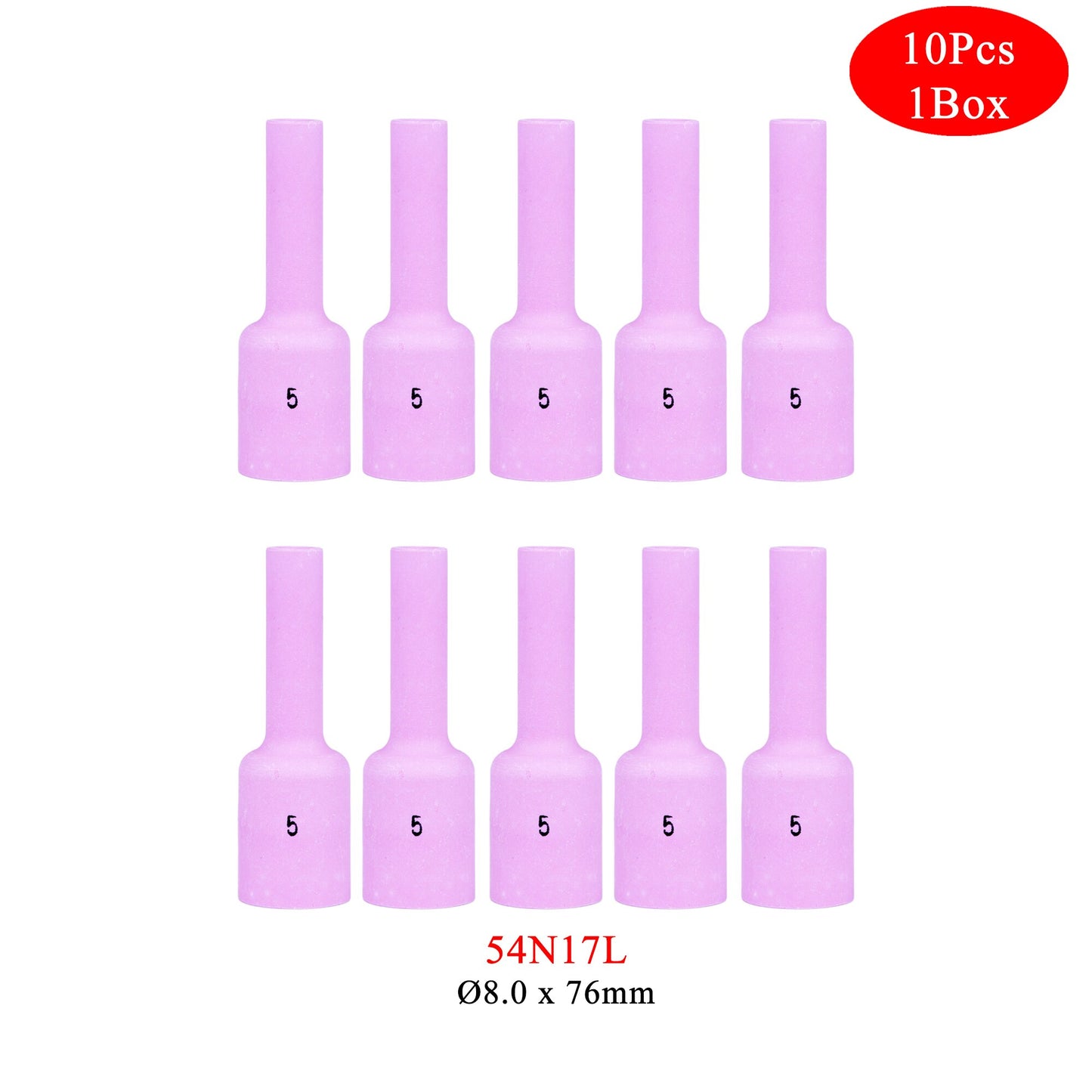 10Pcs Per Box 76mm 54N14L 54N15L 54N16L 54N17L 54N18L Alumina Nozzles For TIG WP17 18 26 Welding Torch Accessories Consumables - KiwisLove