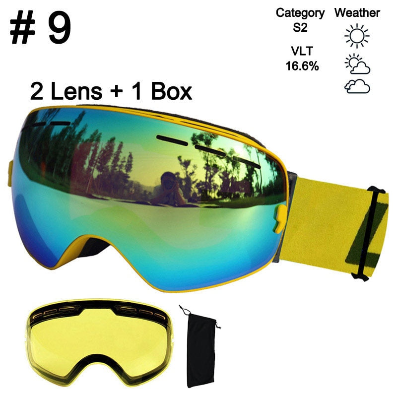 LOCLE Anti-fog Ski Goggles UV400 Ski Glasses Double Layers Skiing Snowboard - KiwisLove