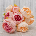 50cm Pink Silk Peony Artificial Flowers Big Bouquet Arrangement Fake Flower White DIY Home Hotel Party Wedding Decoration Wreath - KiwisLove