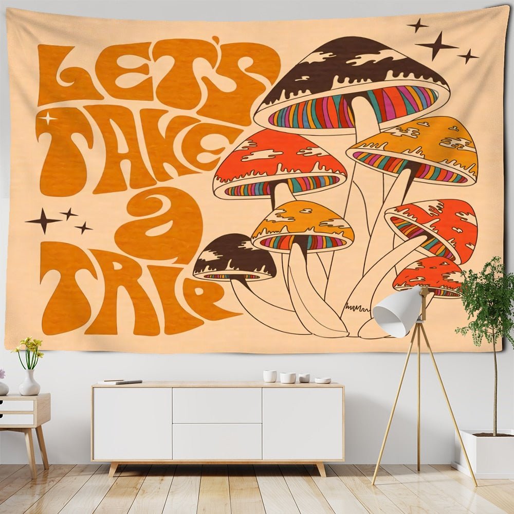 Psychedelic Mushroom Tapestry Wall Hanging Aesthetic Witchcraft Bohemian TAPIZ Girls Dormitory Home Room Decor - KiwisLove