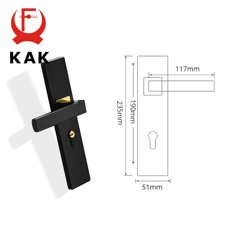 KAK American Black Mute Bedroom Door Lock with Keys Security Entrance Door Handle Lock Anti-theft Interior Door Knobs Lock - KiwisLove