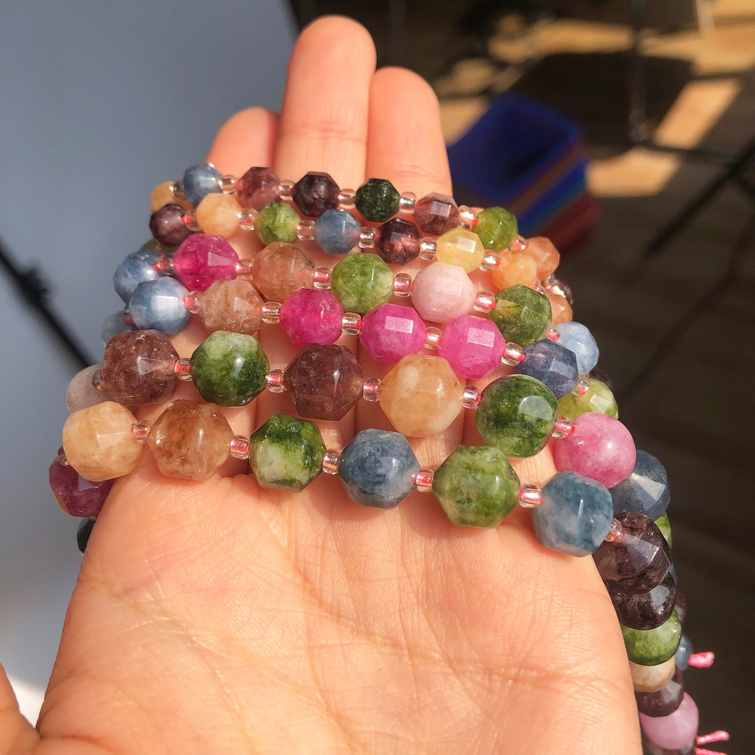 Natural Stone Olive Shape Faceted Colorful Tourmaline Loose Spacer Beads for Jewelry DIY Making Bracelet 15&#39;&#39;Inches 6 8 10mm - KiwisLove