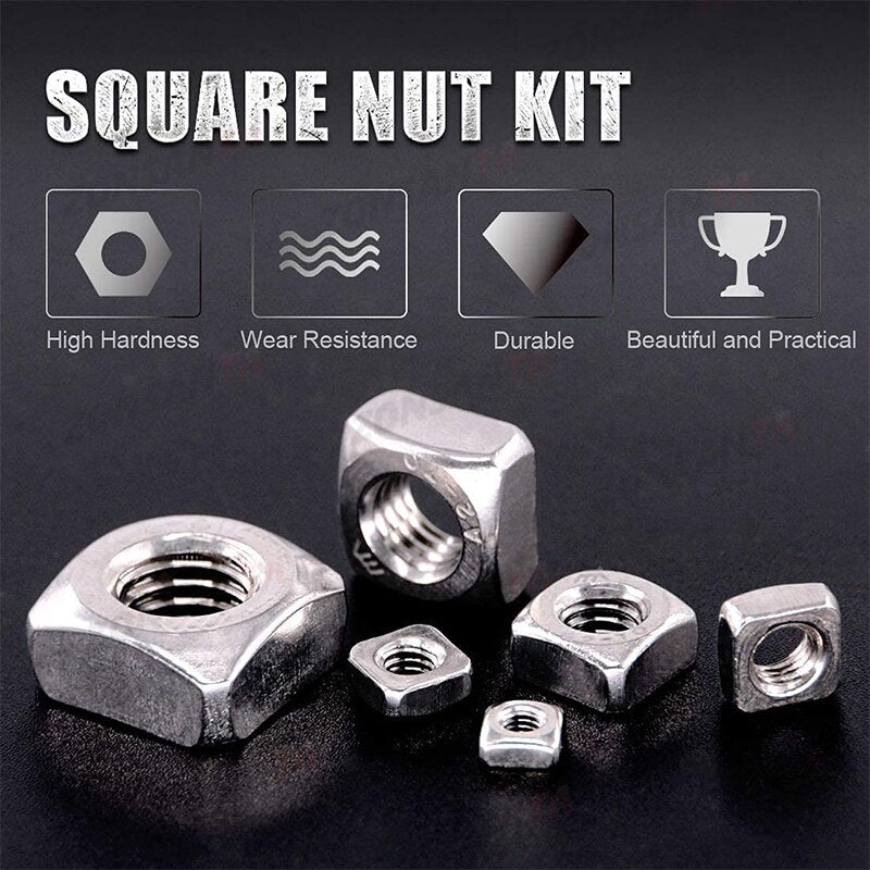 ZONSANTA Square Nuts M3 M4 M5 M6 M8 M10 M12 A2 304 Stainless Steel Din557 - KiwisLove