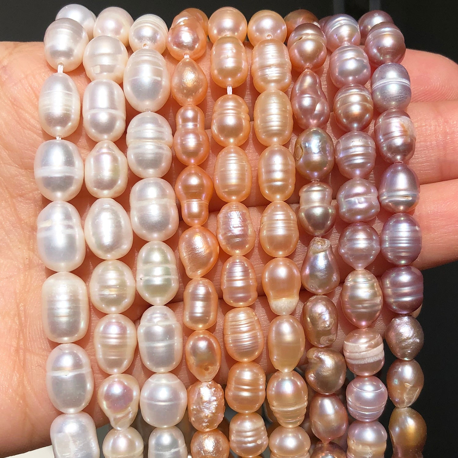 Natural Freshwater Pearls Rice Shape White Pearls Beads for Jewelry Making Handmade DIY Charm Bracelet Necklace Accessories 15" - KiwisLove