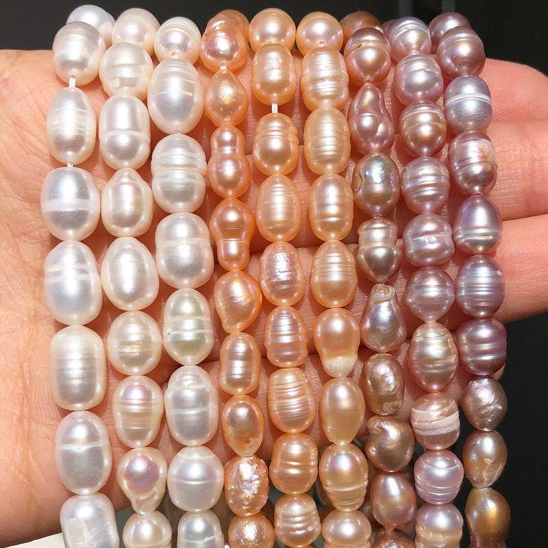 Natural Freshwater Pearls Rice Shape White Pearls Beads for Jewelry Making Handmade DIY Charm Bracelet Necklace Accessories 15&quot; - KiwisLove