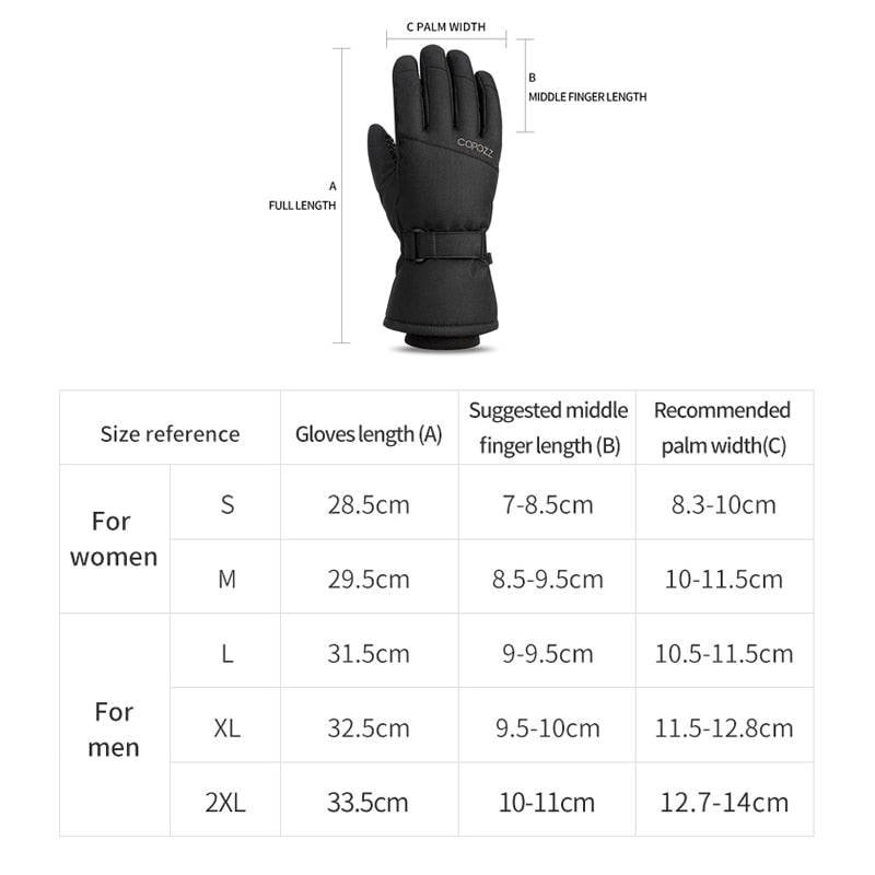 COPOZZ Men Women Ski Gloves Ultralight Waterproof Winter Warm Gloves Snowboard Gloves Motorcycle Riding Snow Windproof Gloves - KiwisLove