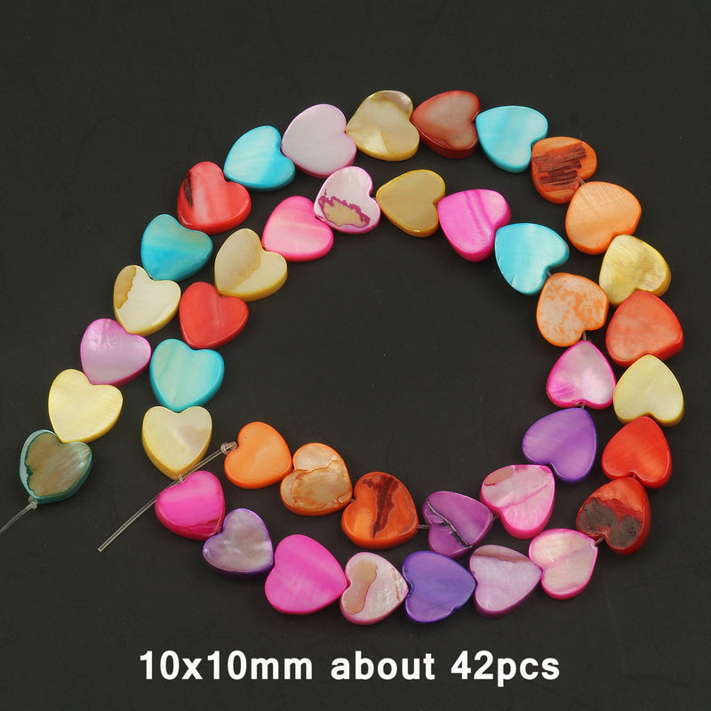 Natural Shell Beads Multicolor Mother of Pearl Love Star Cross Loose Spacer Beads for Jewelry Making DIY Bracelet Accessories - KiwisLove