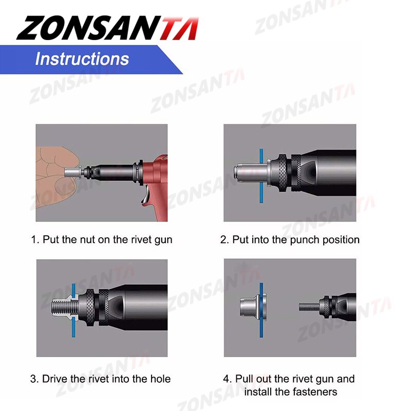 ZONSANTA120pcs set Mixed 304 stainless steel Rivet Nut M3 M4 M5 M6 M8 M10 Nut Carbon Steel Flat Head Threaded Insert Nut Kit - KiwisLove