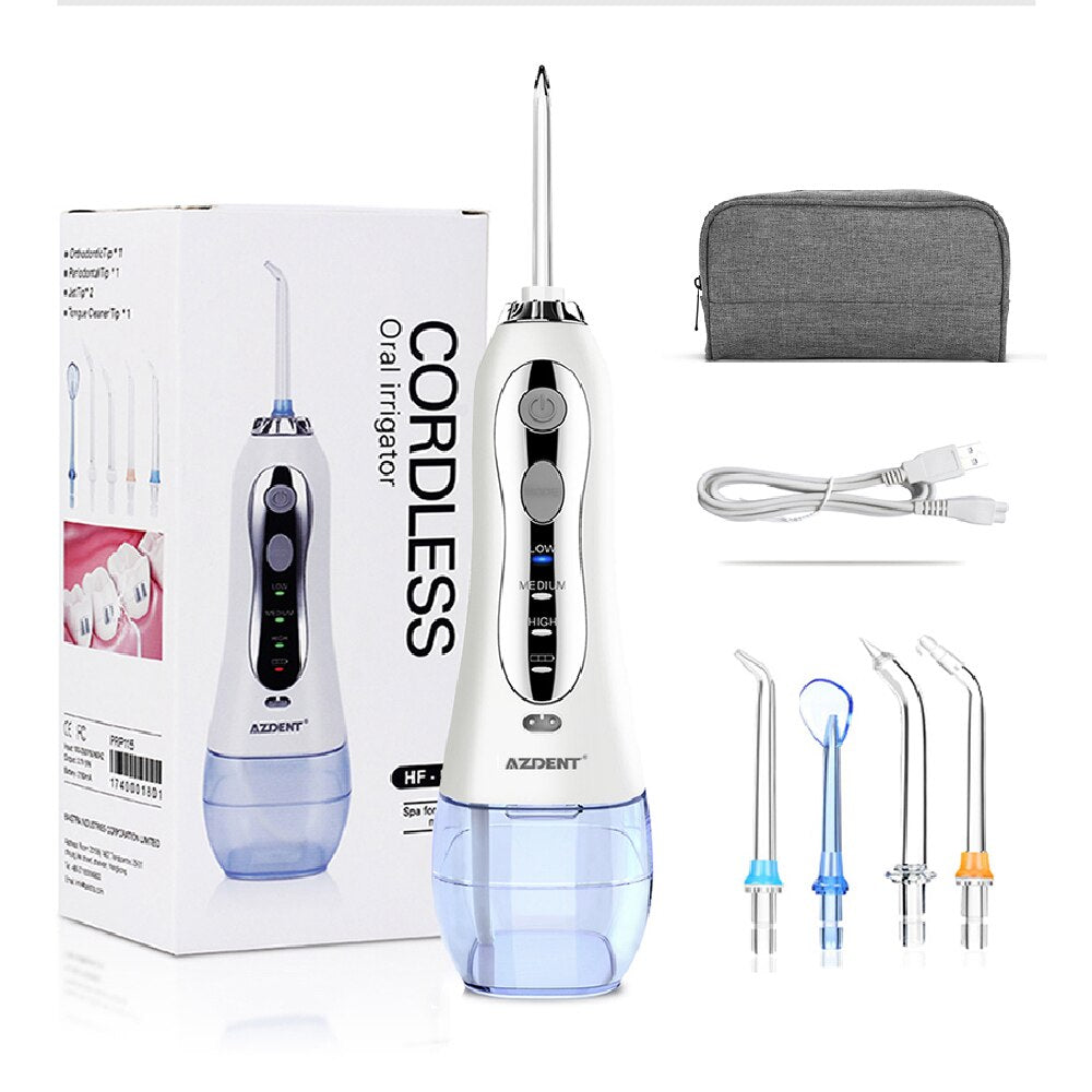 Azdent Oral Irrigator USB Rechargeable Water Flosser Portable Cordless Travel Foldable Dental Teeth Cleaner - KiwisLove