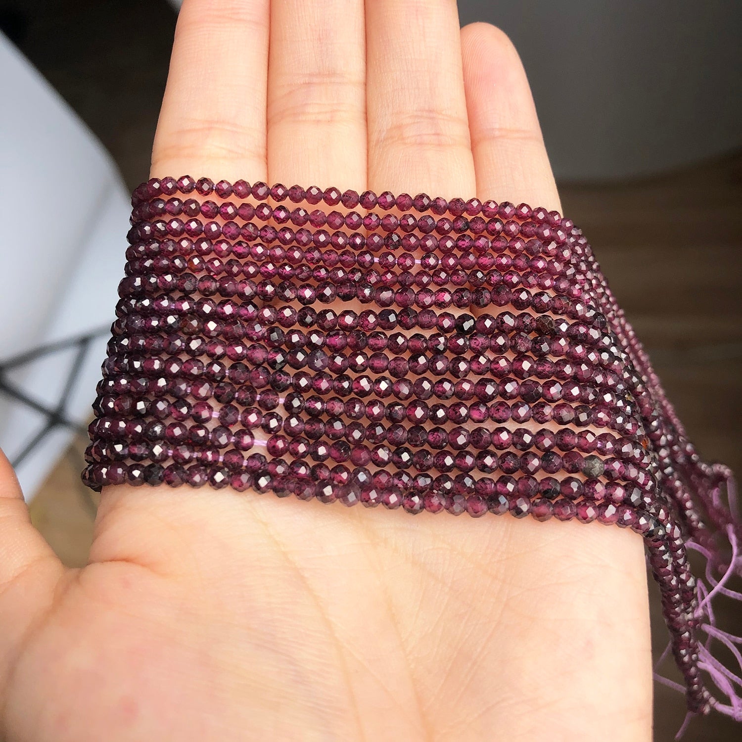 Natural Stone Faceted Garnet Small Loose Spacer Beads for Jewelry DIY Round Beads Making Bracelet Accessories 15&#39;&#39;Inch 2 3mm - KiwisLove