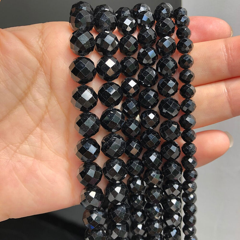 Natural Genuine Black Tourmaline Stone Beads Loose Spacer Beads For Jewelry Making DIY Bracelets Necklaces 15Inches 4/6/8/10mm - KiwisLove