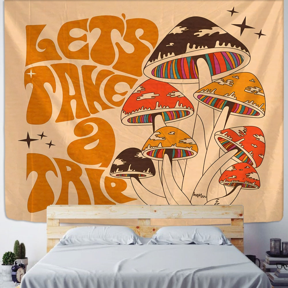 Psychedelic Mushroom Tapestry Wall Hanging Aesthetic Witchcraft Bohemian TAPIZ Girls Dormitory Home Room Decor - KiwisLove