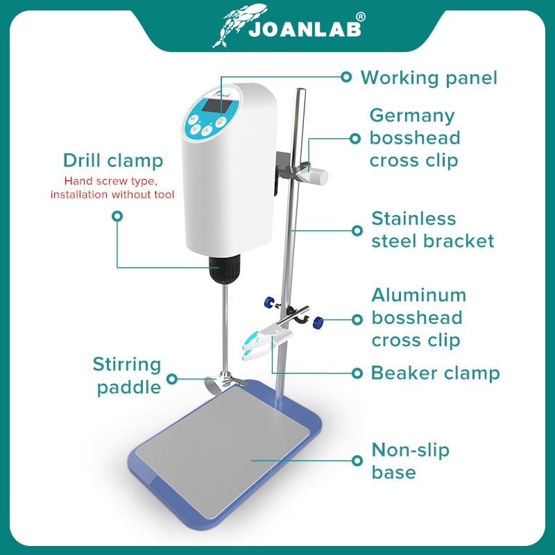 JOANLAB Official Store Laboratory Stirrer Electric Stirrer Digital Display Overhead Stirrer Lab Mixer Lab Equipment 110V To 220V - KiwisLove