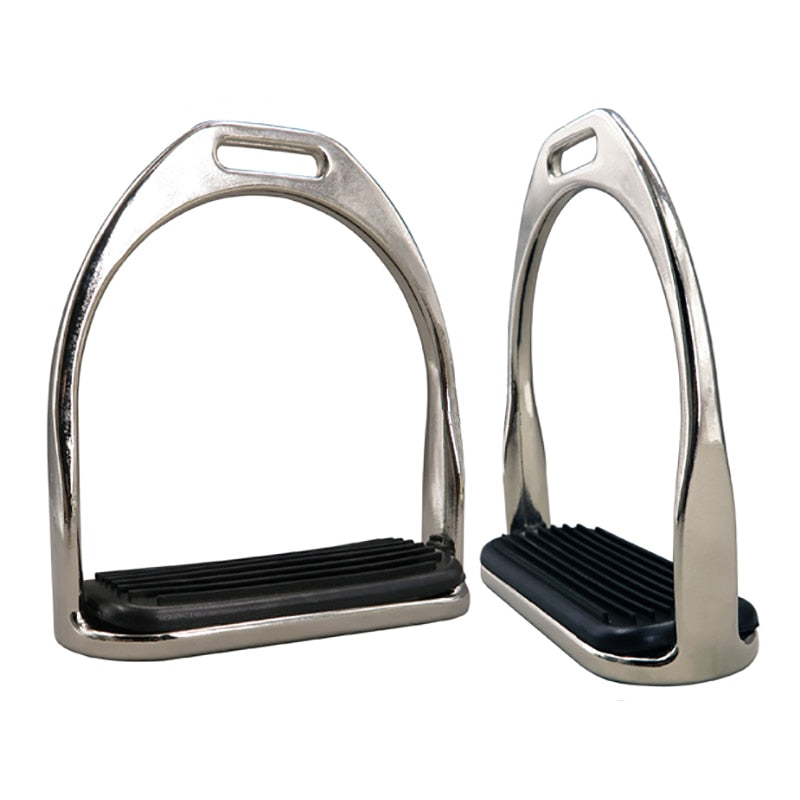 1 Pair Stainless Horse Stirrup Equestrian Stirrups Horse Racing Equipment Anti-slip Rubber Treads - KiwisLove