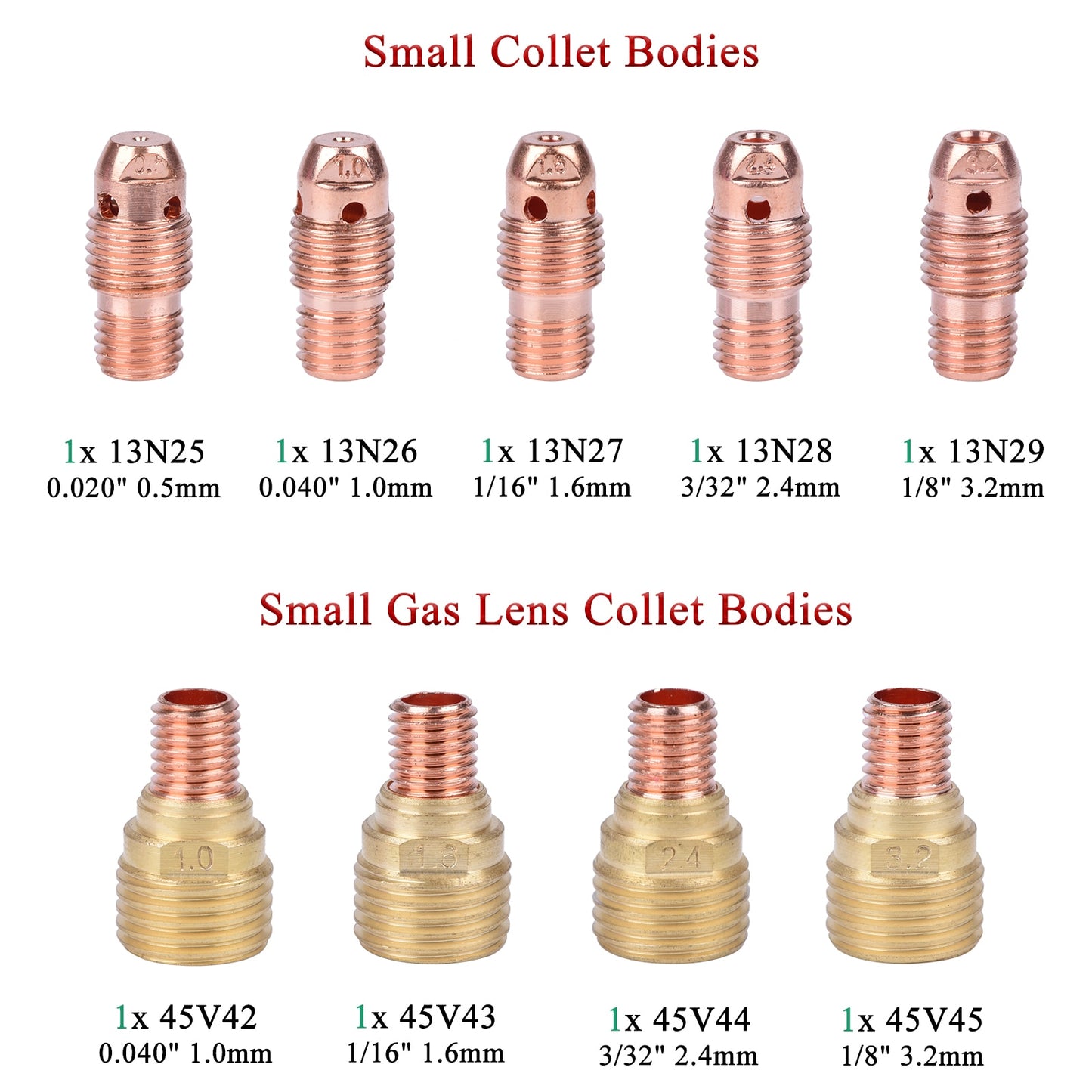 46Pcs TIG Welding Torch Stubby Gas Lens For WP9 WP20 TIG Back Cap Collet Bodies Spares Kit Durable Practical Accessories - KiwisLove